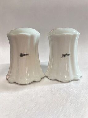 Vintage Oleg Cassini White Salt & Pepper Shakers with Stoppers